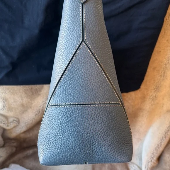 Aspinal of London Heritage Blue Pebble Leather Hobo Tote Bag - Picture 9 of 16